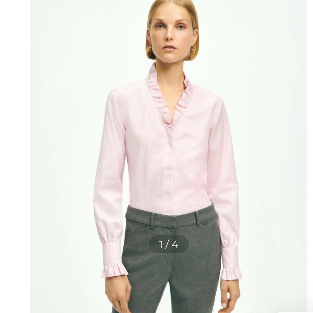 Brooks Brothers Fitted Non-Iron Stretch Supima Cotton Ruffle Dress Shirt